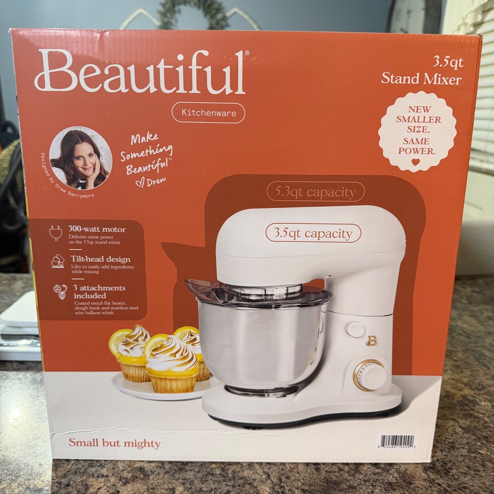 Beautiful by Drew Barrymore 3.5qt Tilt-Head Stand Mixer White Icing 300W 19409